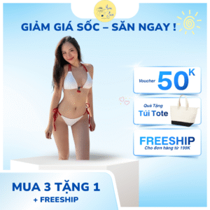 Bikini 2 mảnh màu trắng đính Cherry