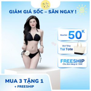 Bikini 2 mảnh màu đen kèm hoa
